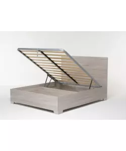 LETTO MATRIMONIALE CONTENITORE CON PIEDINI "HI BOX" OLMO NATURALE 160X190 CM